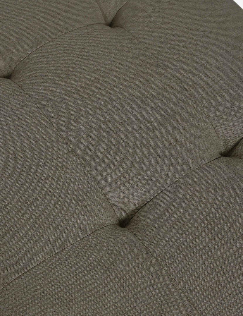 #color::loden | Close-up of the button tufting on the Grasmere bench