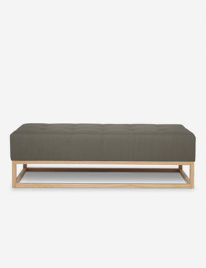 Grasmere loden gray linen upholstered wooden bench by Ginny Macdonald