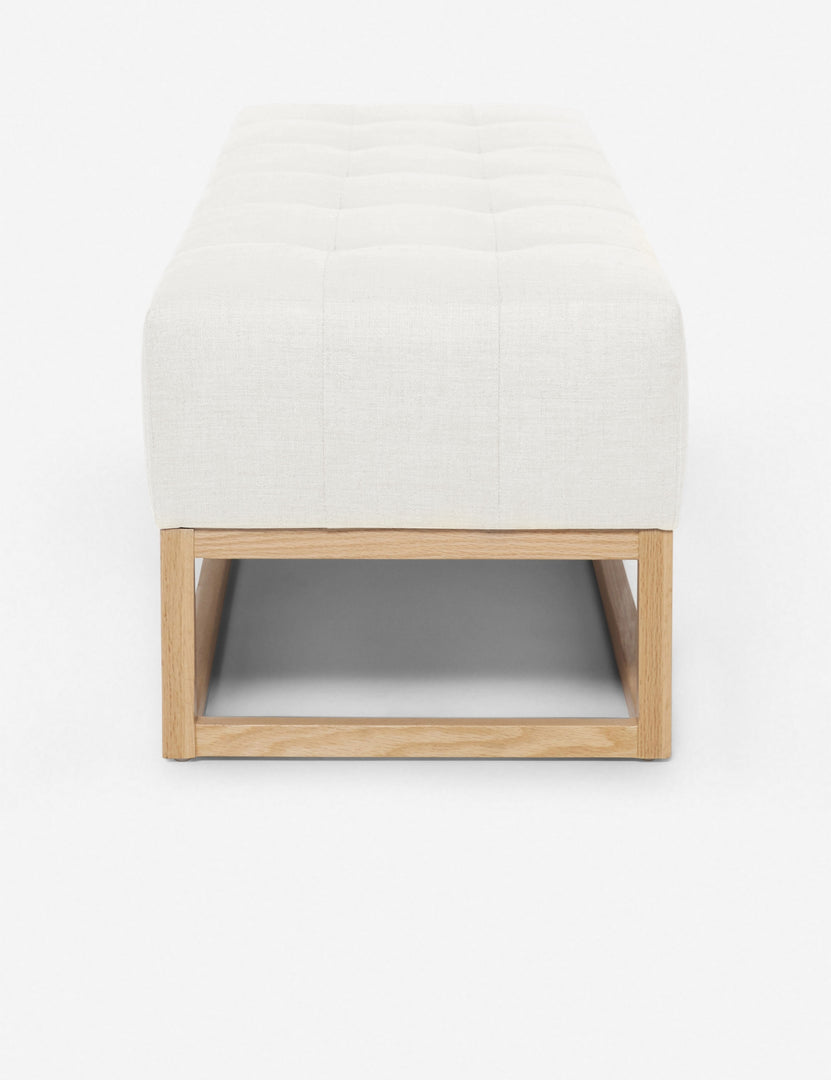 #color::oyster | Side of the Grasmere oyster white linen wooden bench