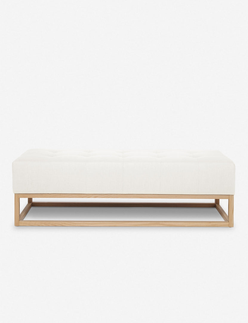#color::oyster | Grasmere oyster white linen upholstered wooden bench by Ginny Macdonald