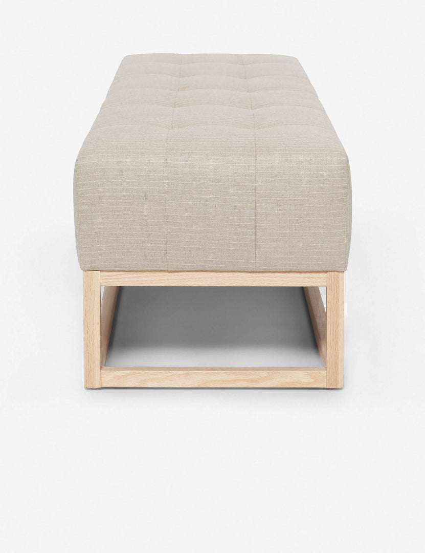 #color::stripe | Side of the Grasmere natural stripe linen wooden bench