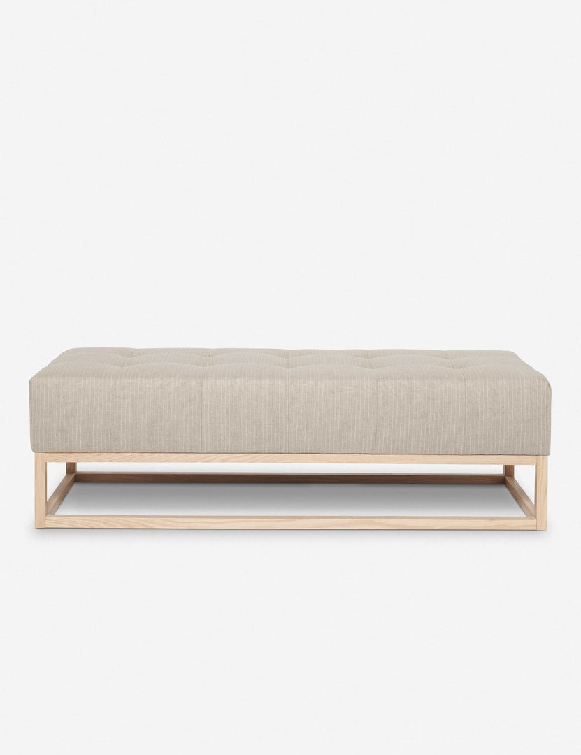 #color::stripe | Grasmere natural stripe linen upholstered wooden bench by Ginny Macdonald