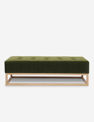 Grasmere jade green velvet upholstered wooden bench by Ginny Macdonald