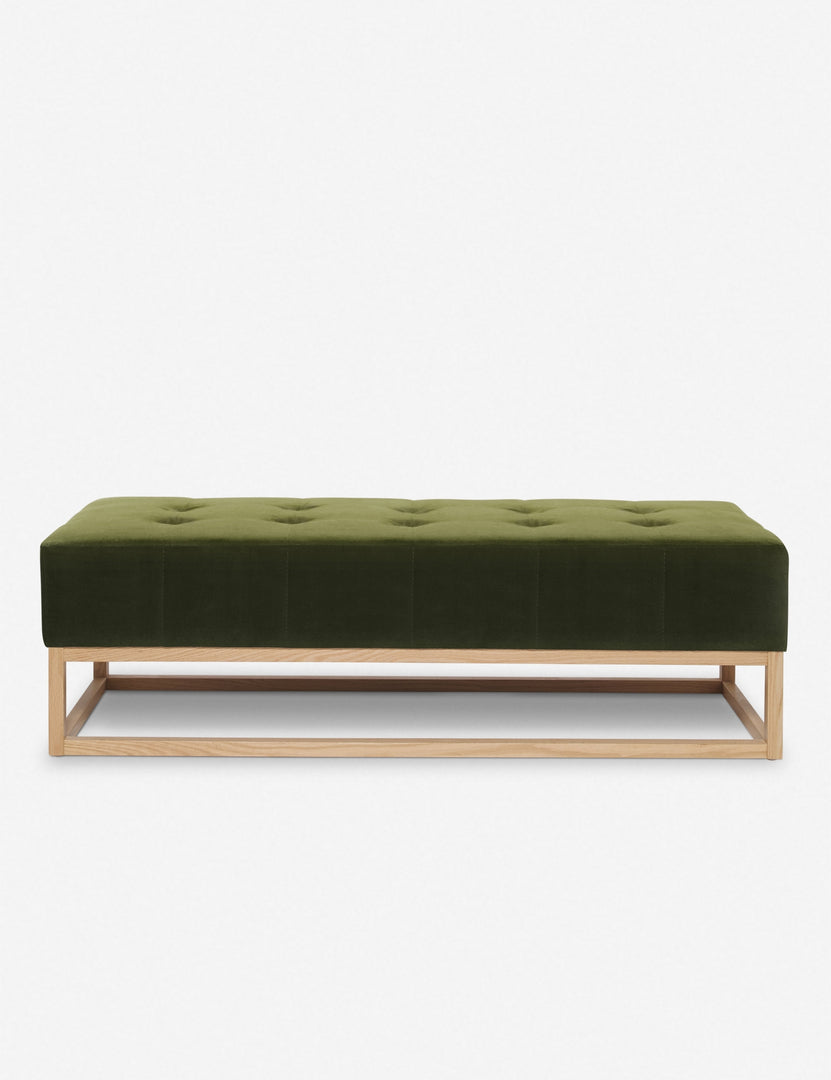 #color::jade | Grasmere jade green velvet upholstered wooden bench by Ginny Macdonald