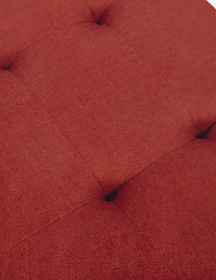 #color::paprika | Close-up of the button tufting on the Grasmere bench