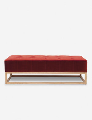 Grasmere paprika red velvet upholstered wooden bench by Ginny Macdonald