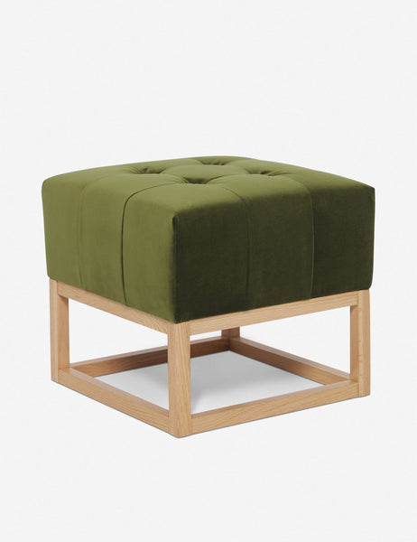 #color::jade | Angled view of the Grasmere Jade Green Velvet Ottoman