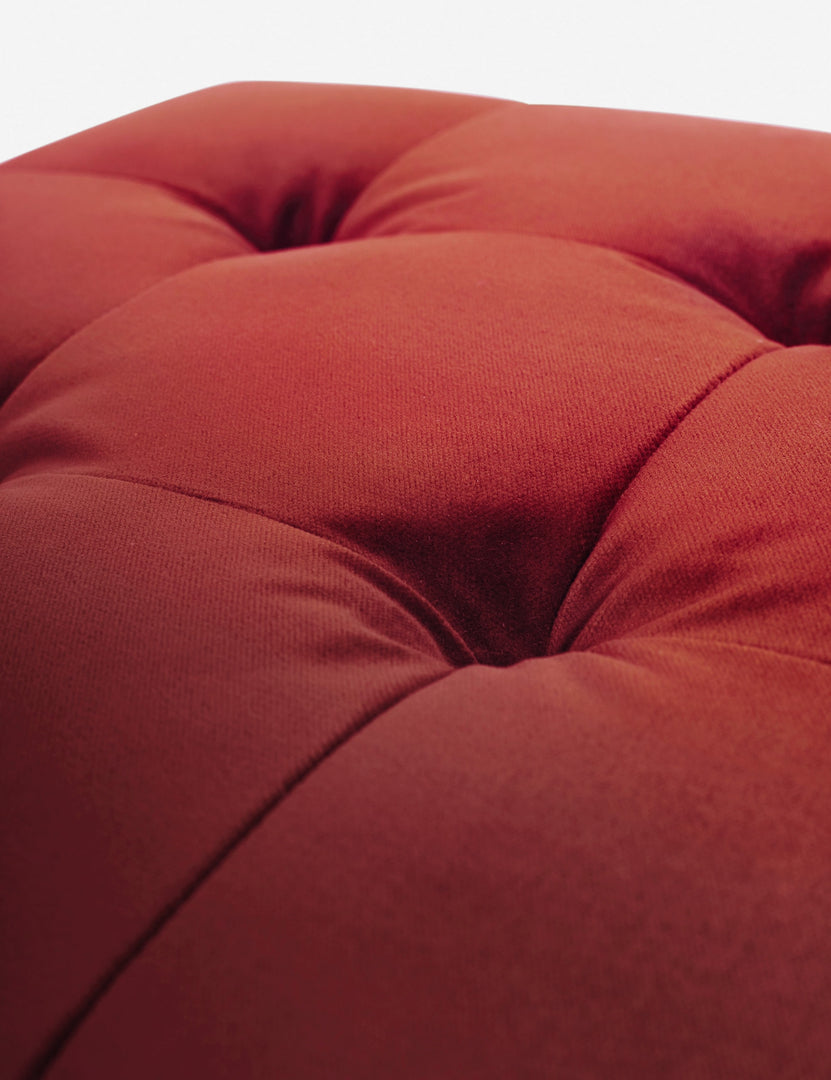 #color::paprika | Button tufting on the cushion of the Paprika Velvet Grasmere Ottoman