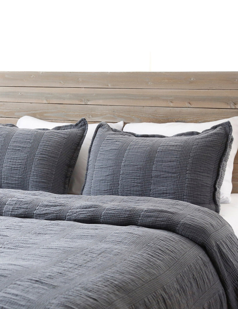 #color::midnight #size::queen #size::twin #size::king | Nantucket Cotton Matelassé midnight grey Coverlet by Pom Pom at Home