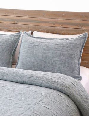 Harbour Cotton Matelassé sea glass Coverlet by Pom Pom at Home with geometric woven texture