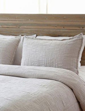 Harbour Cotton Matelassé taupe Coverlet by Pom Pom at Home with geometric woven texture
