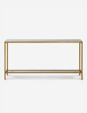 Hasina sleek console table with mirrored top and gold finish