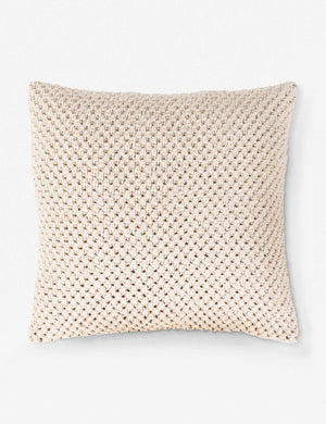 Henna beige throw pillow with crocheted design