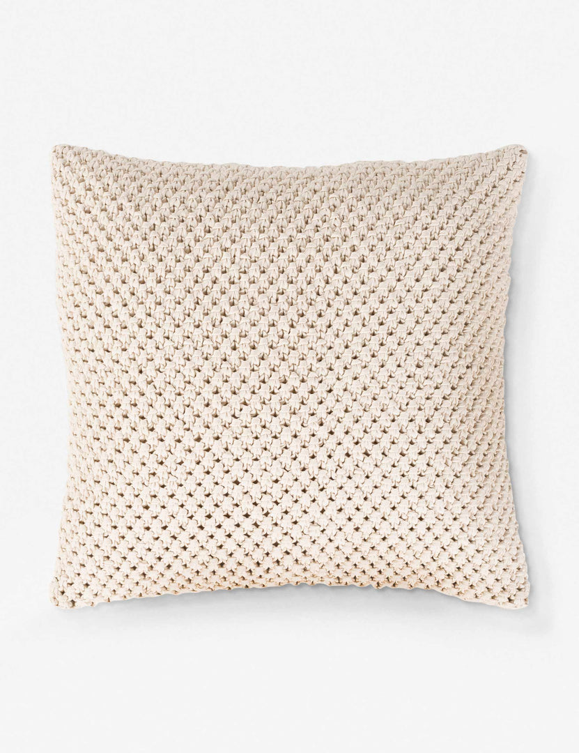 #color::natural #size::18--x-18- #size::20--x-20- #size::22--x-22- #insert::polyester  #insert::down  | Henna beige throw pillow with crocheted design