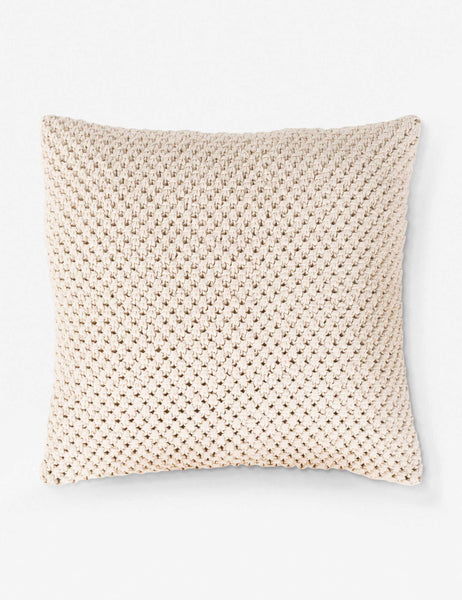 #color::natural #size::18--x-18- #size::20--x-20- #size::22--x-22- #insert::polyester  #insert::down  | Henna beige throw pillow with crocheted design