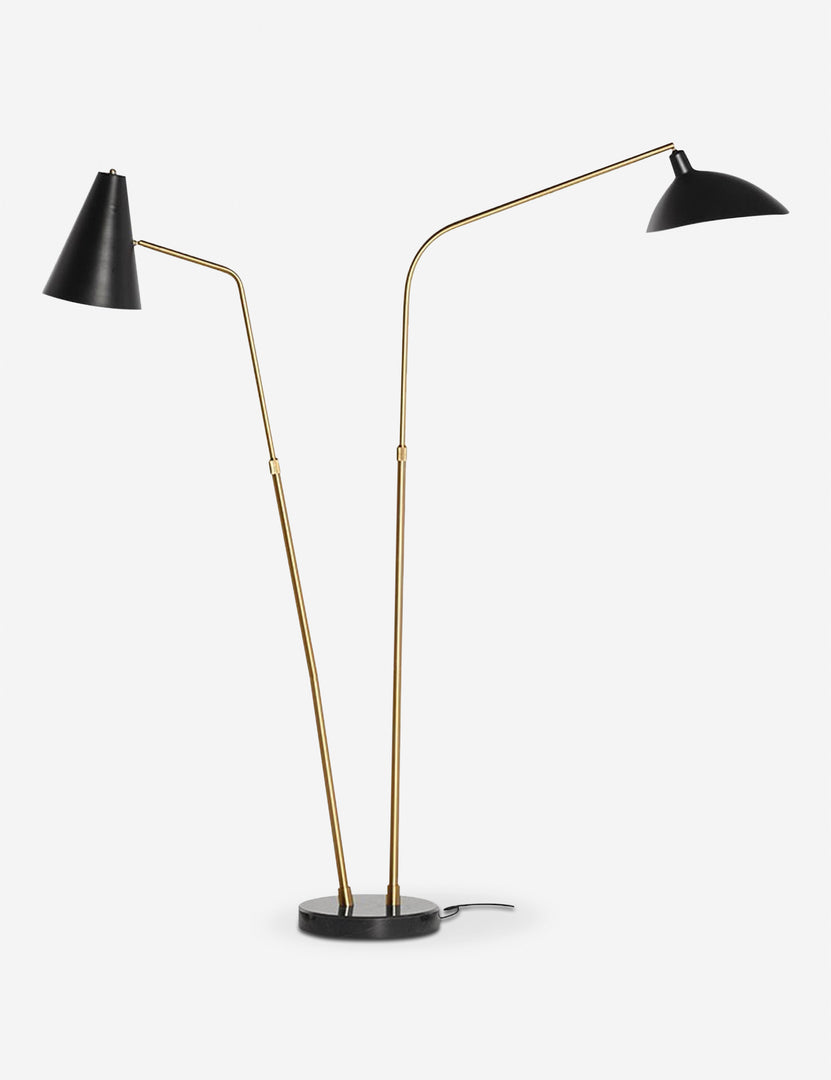 | Annika dual arm floor lamp with black marble base and black finish