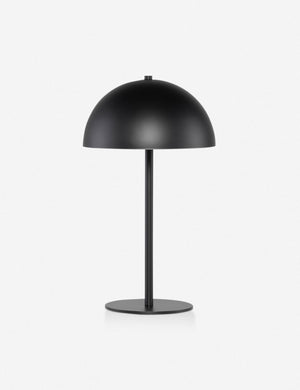 Luz black dome table lamp with slim round base and acrylic diffuser