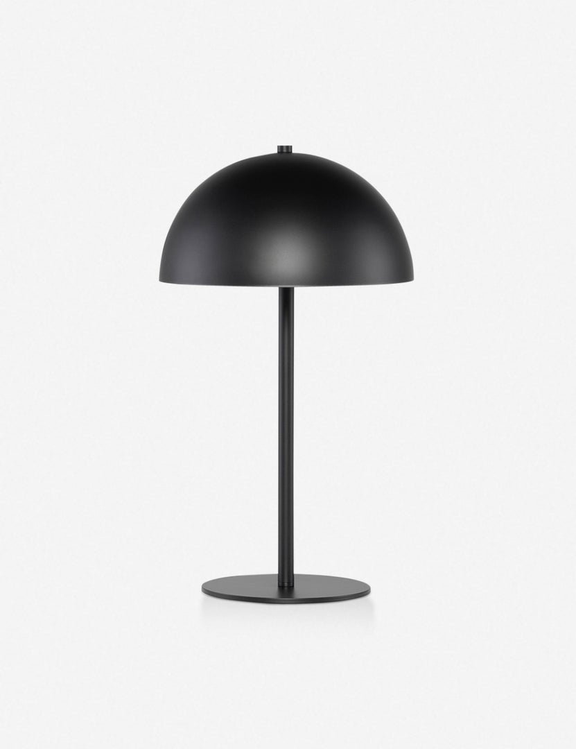 #color::black | Luz black dome table lamp with slim round base and acrylic diffuser