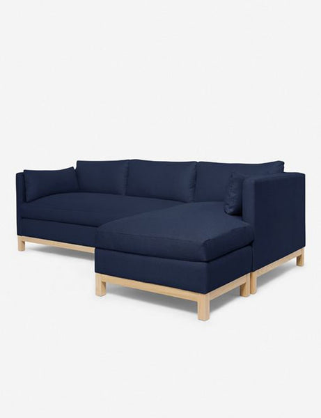 #color::dark-blue #size::96--x-37--x-33- #configuration::right-facing | Right angled view of the Hollingworth Dark Blue Linen sectional sofa