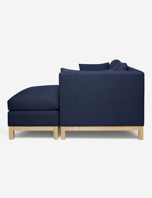 Side of the Hollingworth Dark Blue Linen sectional sofa