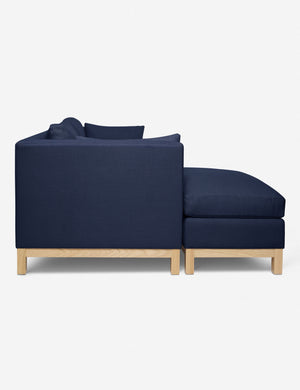 Side of the Hollingworth Dark Blue Linen sectional sofa