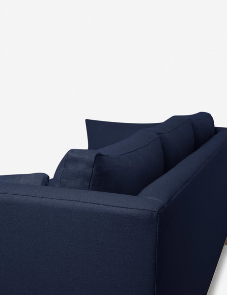 #color::dark-blue #size::96--x-37--x-33- #configuration::right-facing | Outer corner of the Hollingworth Dark Blue Linen sectional sofa