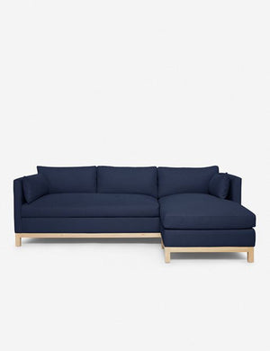 Hollingworth right facing Dark Blue Linen Sectional Sofa by Ginny Macdonald
