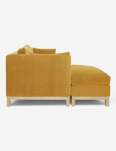 #color::goldenrod-velvet #size::96--x-37--x-33- #configuration::left-facing | Side of the Hollingworth Goldenrod Velvet sectional sofa