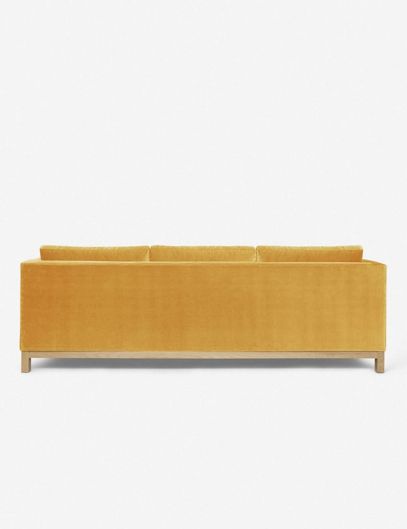 #color::goldenrod-velvet #size::96--x-37--x-33- #configuration::left-facing | Back of the Hollingworth Goldenrod Velvet sectional sofa