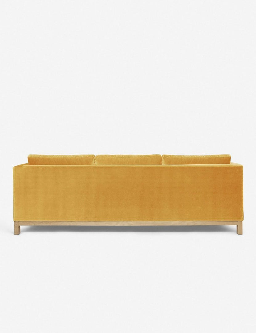 #color::goldenrod-velvet #size::96--x-37--x-33- #configuration::right-facing | Back of the Hollingworth Goldenrod Velvet sectional sofa