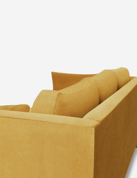 #color::goldenrod-velvet #size::96--x-37--x-33- #configuration::right-facing | Outer corner of the Hollingworth Goldenrod Velvet sectional sofa