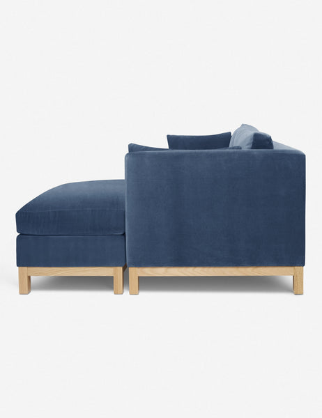 #color::harbor #size::96--x-37--x-33- #configuration::right-facing | Side of the Hollingworth Harbor Blue Velvet sectional sofa