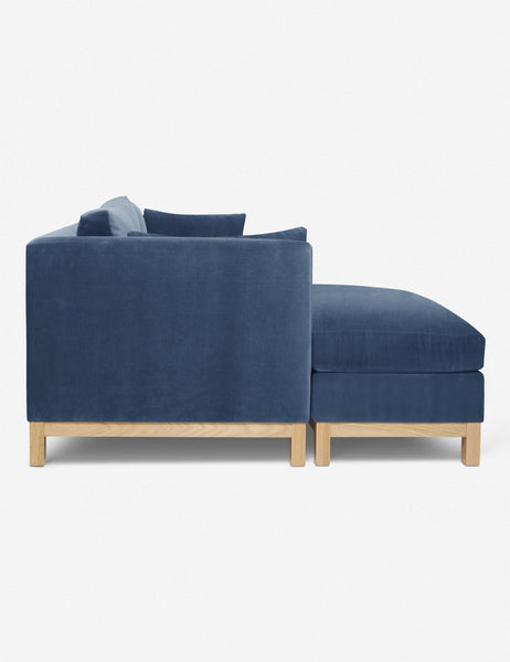#color::harbor #size::96--x-37--x-33- #configuration::left-facing | Side of the Hollingworth Harbor Blue Velvet sectional sofa
