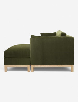 Side of the Hollingworth Jade Green Velvet sectional sofa