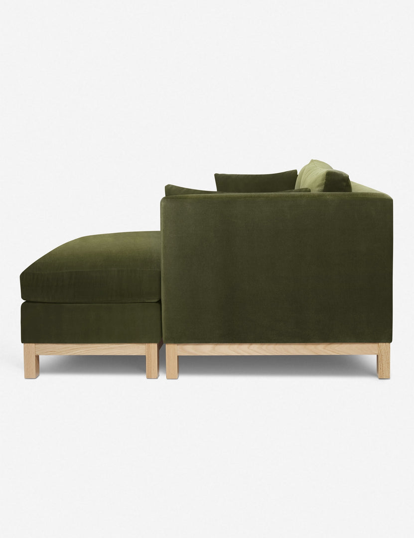 #color::jade #size::96--x-37--x-33- #configuration::right-facing | Side of the Hollingworth Jade Green Velvet sectional sofa