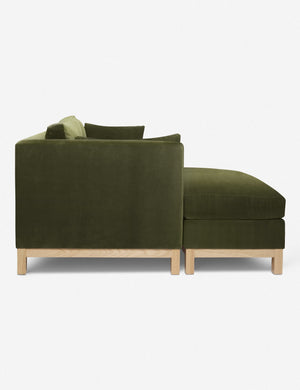Side of the Hollingworth Jade Green Velvet sectional sofa