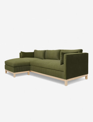 Right angled view of the Hollingworth Jade Green Velvet sectional sofa