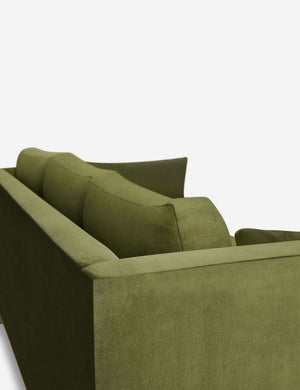Outer corner of the Hollingworth Jade Green Velvet sectional sofa