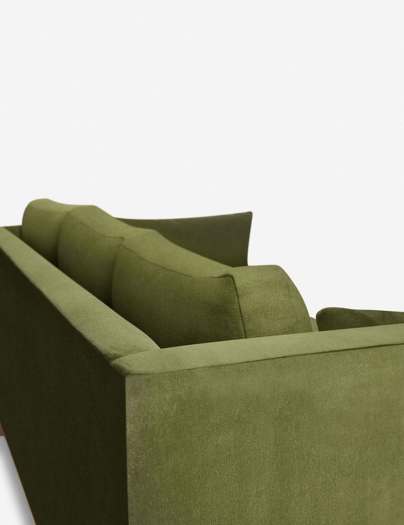 #color::jade #size::96--x-37--x-33- #configuration::left-facing | Outer corner of the Hollingworth Jade Green Velvet sectional sofa
