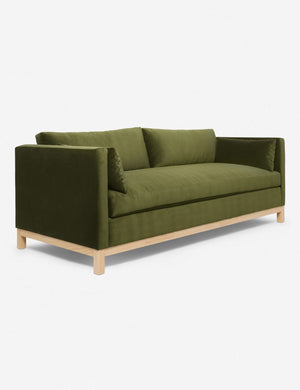Angled view of the Jade Green Velvet Hollingworth Sofa