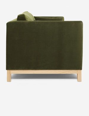 Side of the Jade Green Velvet Hollingworth Sofa