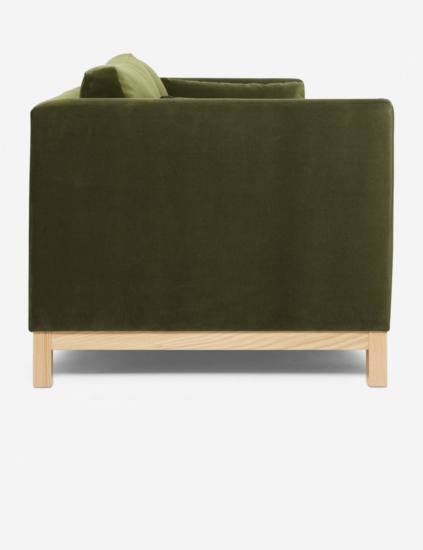 #size::84-W #size::96-W #color::jade | Side of the Jade Green Velvet Hollingworth Sofa