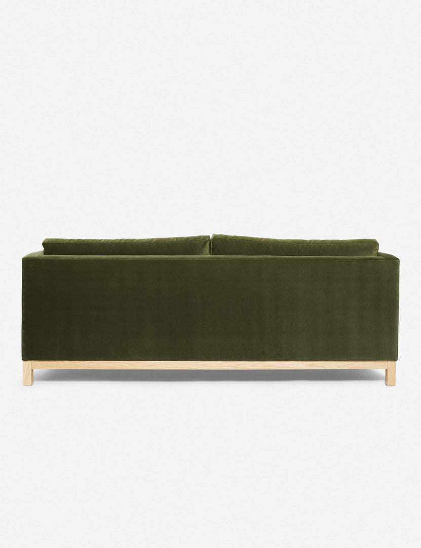 #size::84-W #size::96-W #color::jade | Back of the Jade Green Velvet Hollingworth Sofa