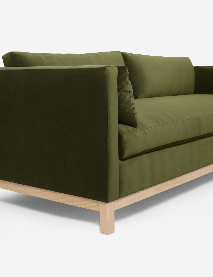 #size::84-W #size::96-W #color::jade | Left side of the Jade Green Velvet Hollingworth Sofa