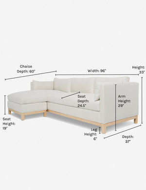 Dimensions on the Hollingworth Left Facing Sectional Sofa by Ginny Macdonald
