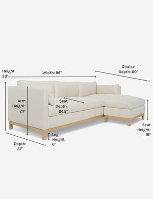 Dimensions on the Hollingworth Right Facing Sectional Sofa by Ginny Macdonald