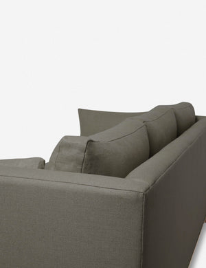 Outer corner of the Hollingworth Loden Gray Velvet sectional sofa