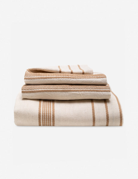 #color::beige #size::queen #size::king | Marlo Cotton hand loomed beige striped Duvet Set by House No. 23
