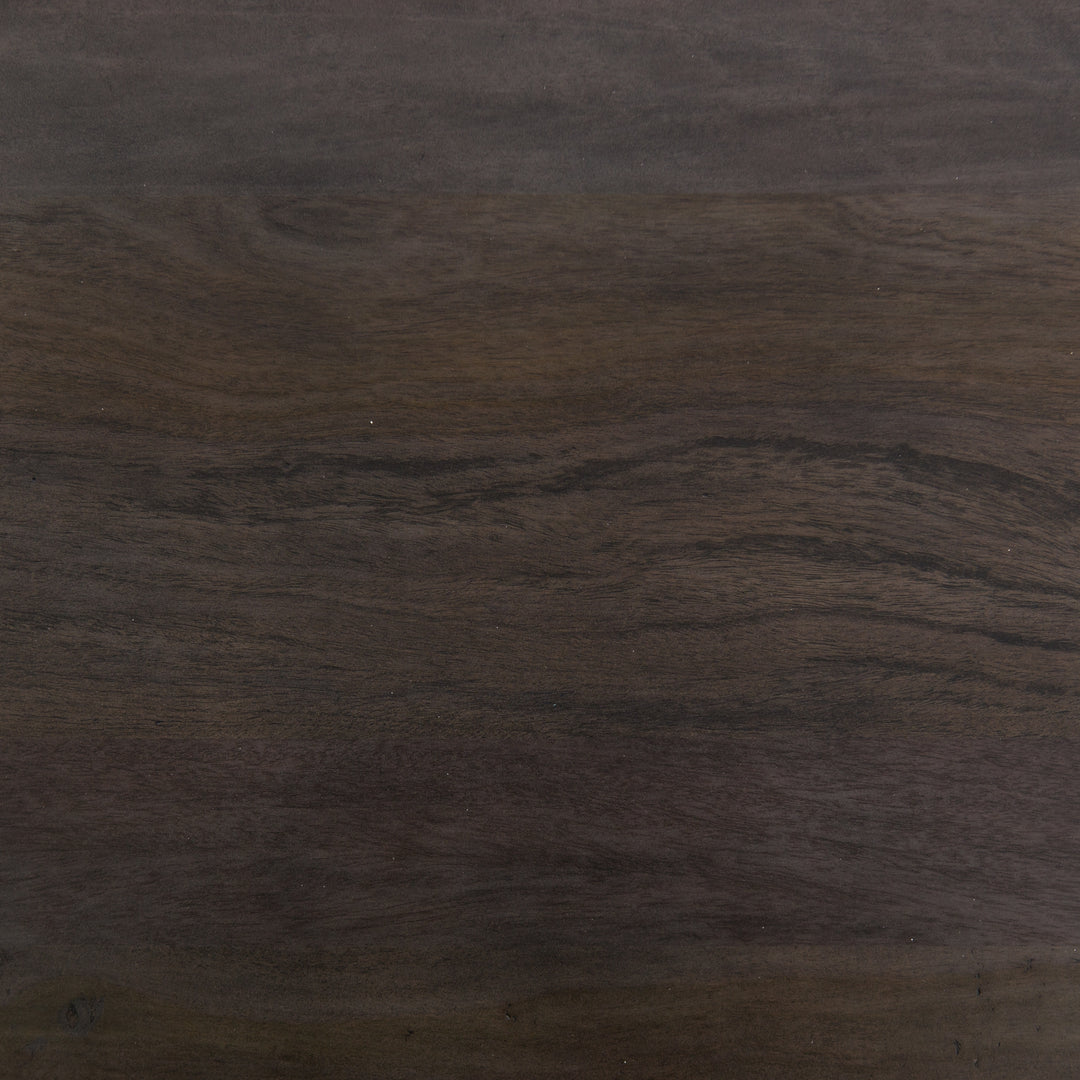 | Detailed shot of the dark wood on the Alison geometric square coffee table