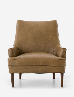Ilona Brown Leather Winged Accent Chair